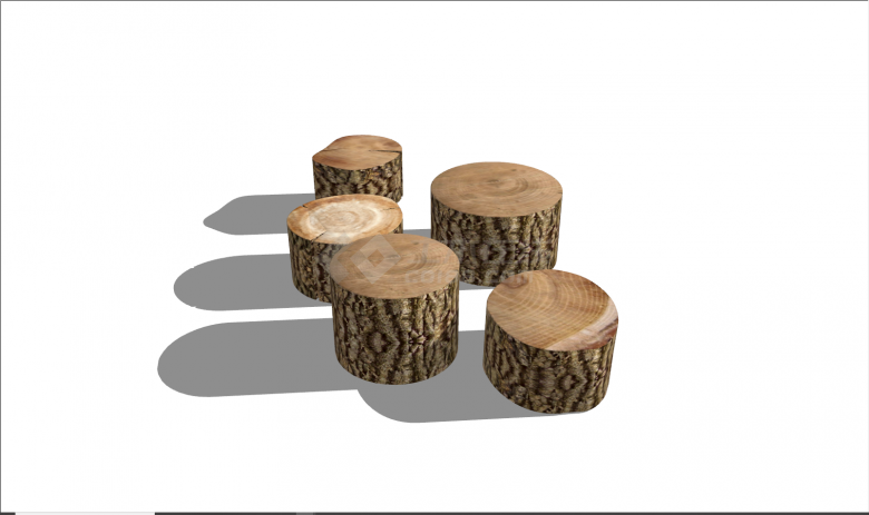 现代圆柱形大块杉木桩su模型-图二