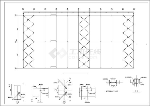 某钢结构车间施工图纸（含材料表）-图二