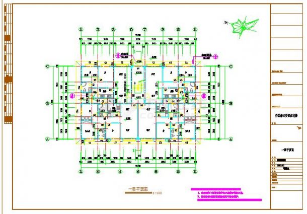 侨民安置住宅楼建筑设计CAD平面图-图二