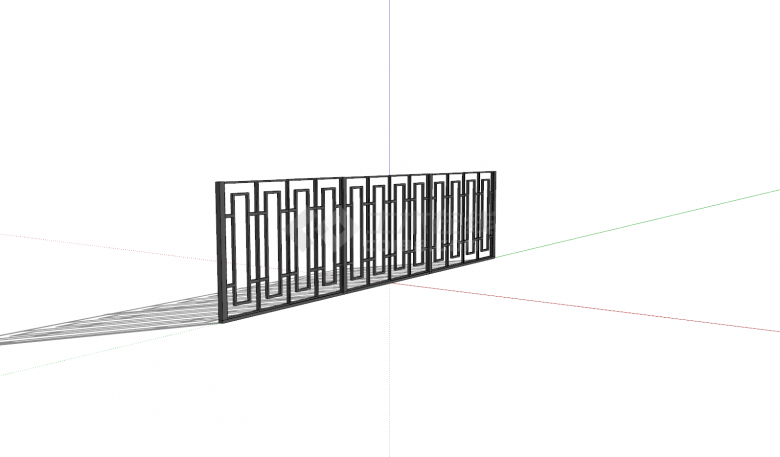 艺栏杆灰色矩形花纹su模型-图二