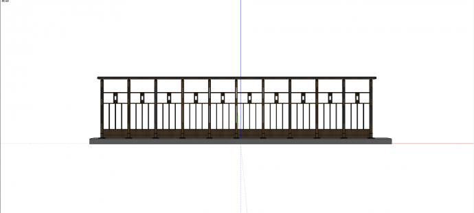棕色木制规律栅条艺栏杆su模型_图1