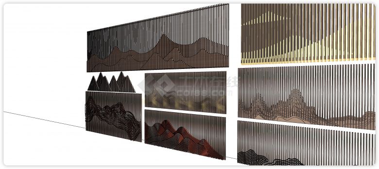 绵延山脉造型铁艺栏杆su模型-图二
