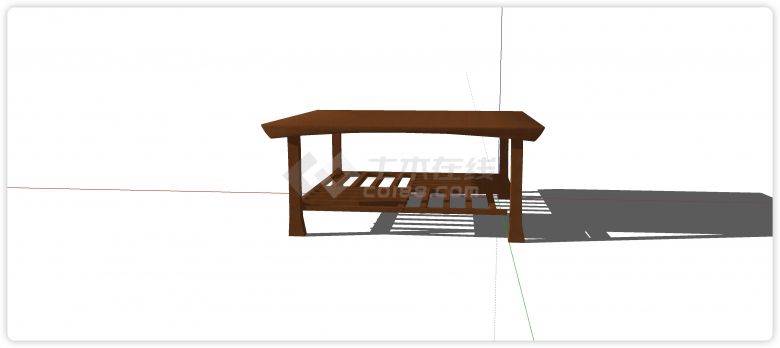 樱桃木正方形茶几中式家具su模型-图一