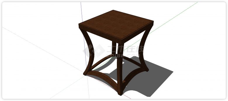 胡桃木内弧形桌脚边桌中式家具 su模型-图一