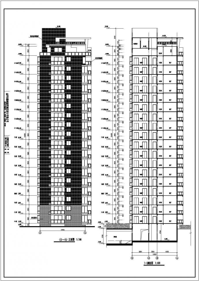 某18层1楼梯2电梯4户点式住宅楼建筑设计图（长30.54米 宽13.74米）_图1