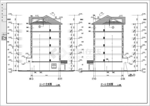某6层阁楼2单元每单元2户住宅楼建筑设计图（长32.65米 宽13.025米）-图二