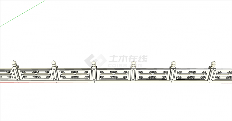 中式古典白色石栏杆公共建筑su模型-图二