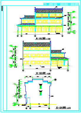 某地大型三层仿古建筑设计施工详图-图一