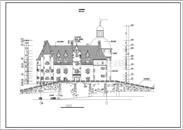 某地大型古城堡的全套建筑设计施工图-图一