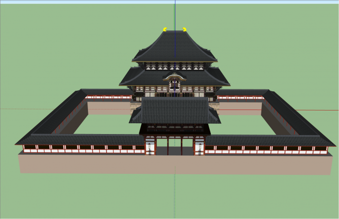 大型精美日本寺庙的SKPsu模型su模型_图1