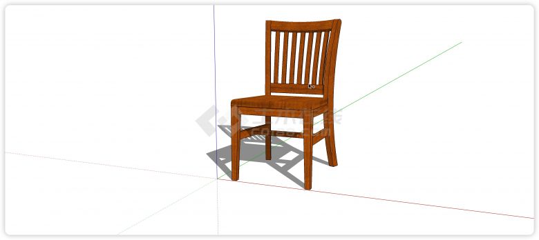 中式家具柚木单背靠背椅su模型-图一