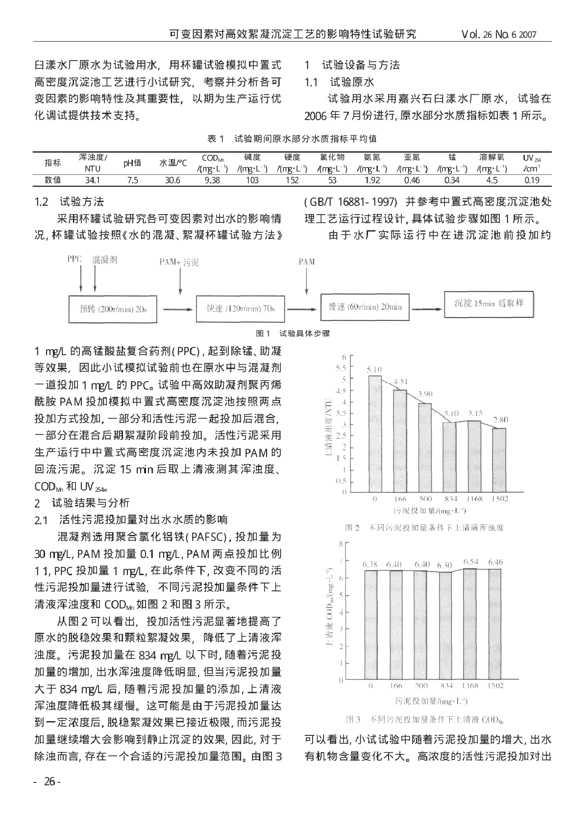 可变因素对高效絮凝沉淀工艺的影响特性试验研究-图二