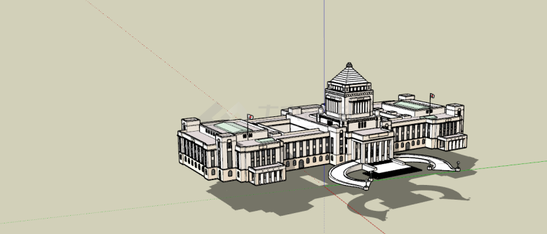 米色现代外国古典建筑su模型 -图二