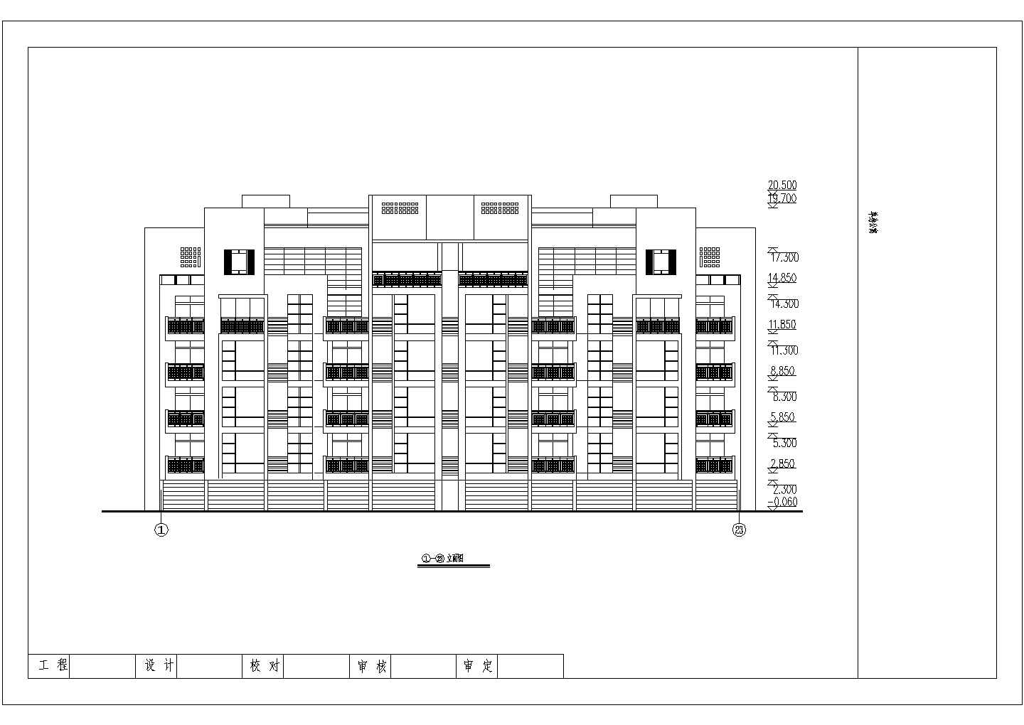 某五层单身公寓楼3单元每单元2户对称户型设计图（长34.8米+宽11.7米）