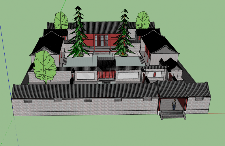 古典简约大型中式住宅su模型-图二