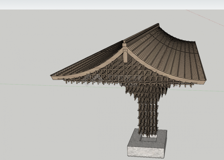 现代大型木质屋顶结构装置su模型-图二