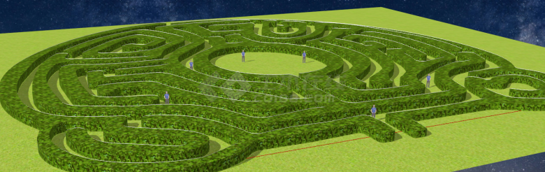 现代自然圆形创意迷宫su模型-图一