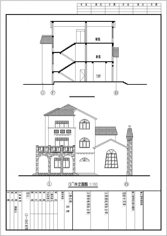 三层砖混结构豪华别墅建筑设计施工图_图1