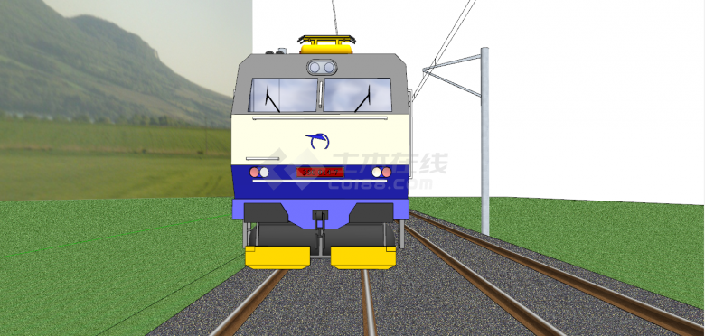 大型沉稳高级的客运火车su模型-图二