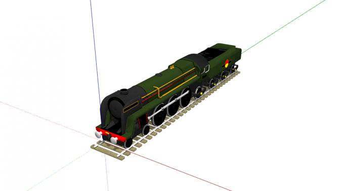 欧洲绿色超短火车头su模型_图1