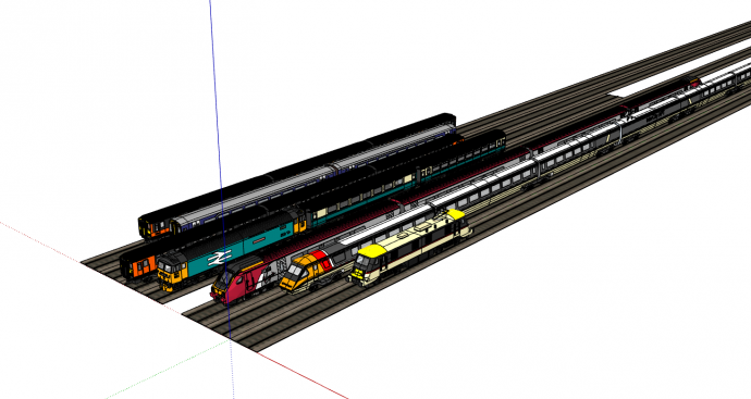 多条黑色火车轨道su模型_图1