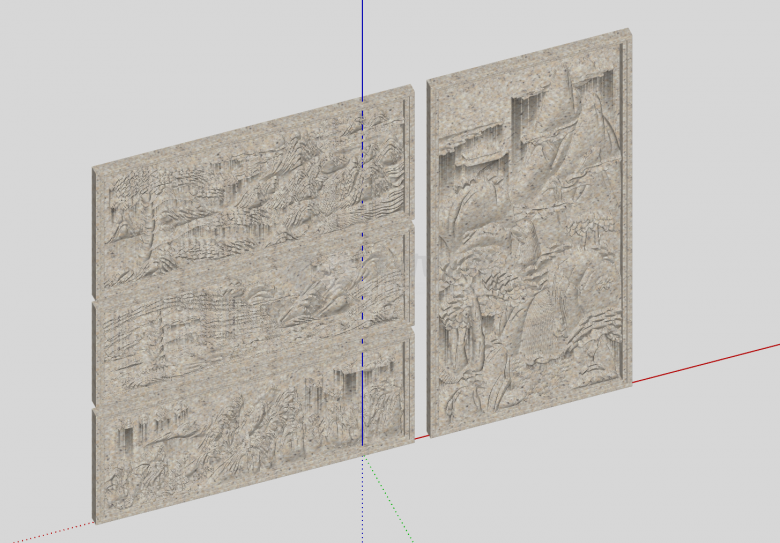 家用装修背景墙景墙浮雕su模型-图一