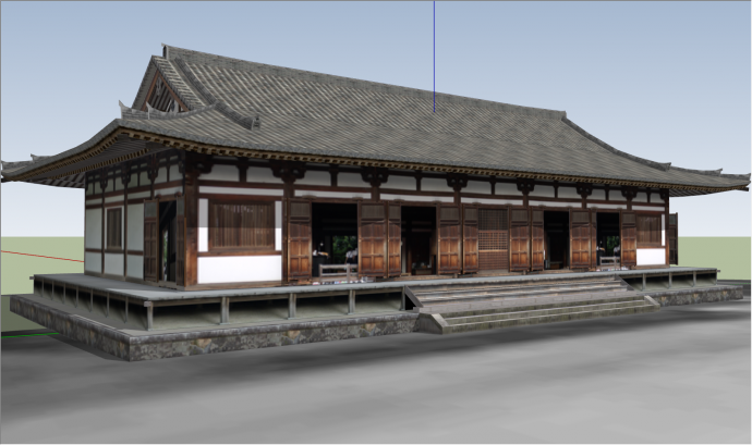 日式古代寺庙庙宇su模型_图1