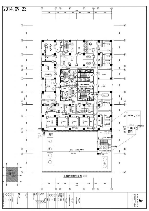 中南大学湘雅医院教学科研楼-5～8F防排烟平面CAD图-图一