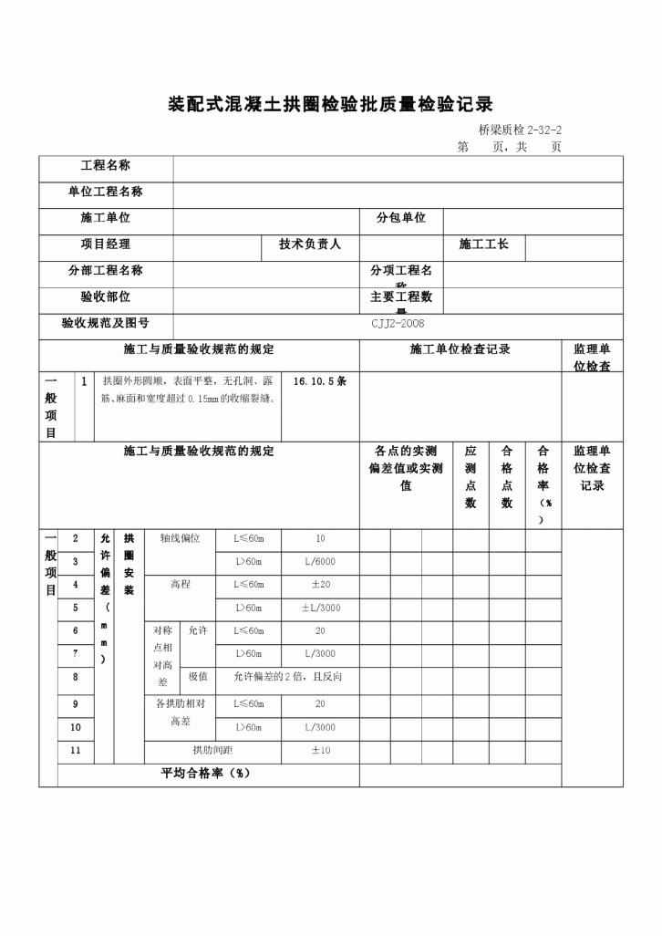 装配式混凝土拱圈检验批质量检验记录2-图一