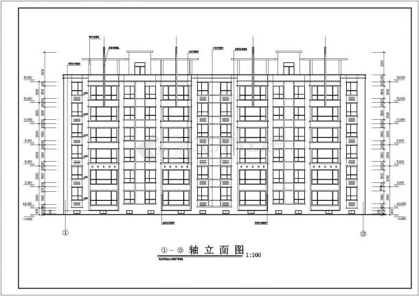 某地下一层地上六层二单元3023平米对称户型建筑设计图-图一