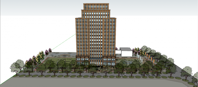 古典风格小型高层行政办公楼su模型_图1