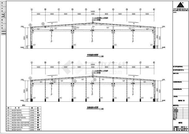 某工厂54x102米钢结构厂房部分施工图-图二