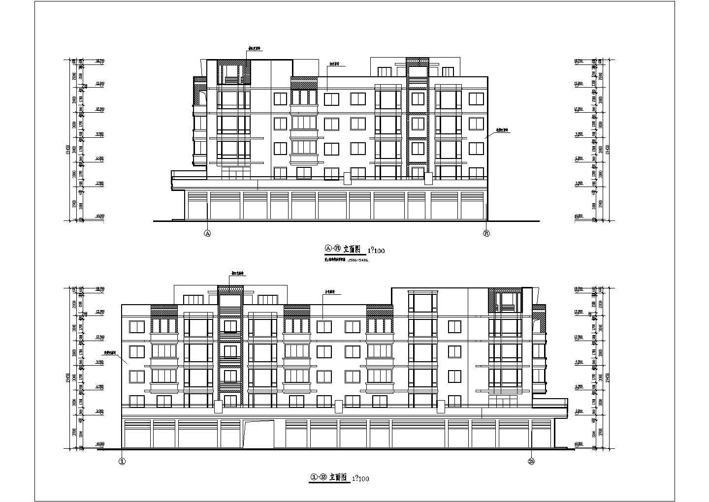 某六层L型住宅三单元混合户型建筑图（含大样图）