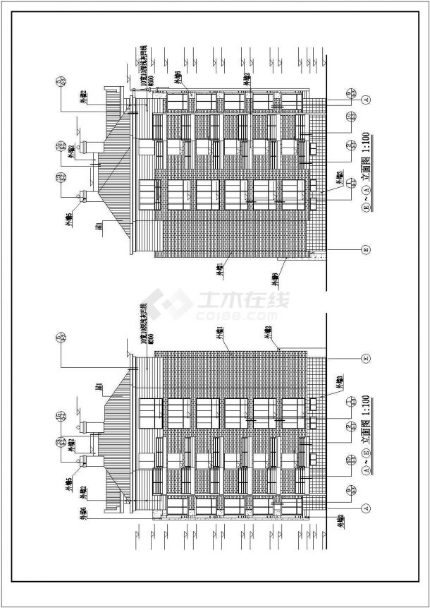 六层三单元阁楼4264平米不对称户型建筑图+含楼梯门窗大样（长54.94米+宽14.94米）-图二