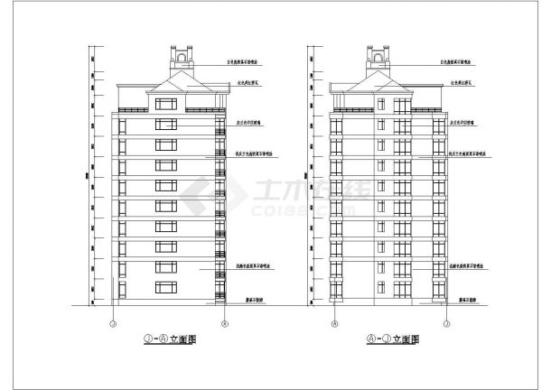 某9层阁楼3单元每单元2户住宅楼建筑设计图（长61.8米+宽16.35米）-图一