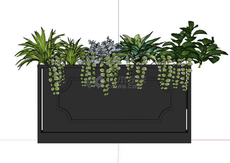 屋顶庭院植物花箱 su模型-图二