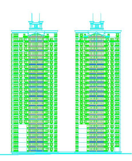 某26层双塔式1楼梯2电梯6户住宅楼建筑设计图-图一