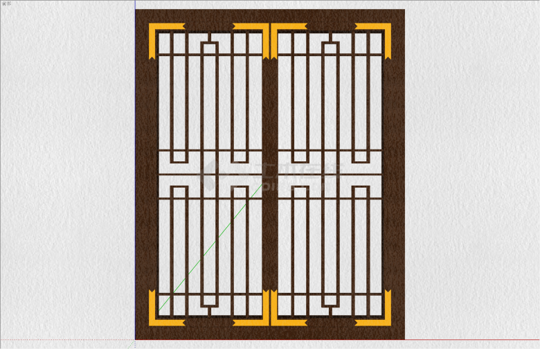 经典镂空中式风格门窗su模型-图二