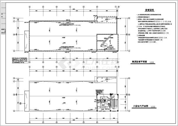 某城市六层车间电气施工CAD设计图-图一