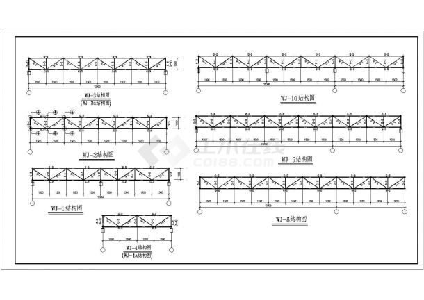 某地区小型公园加层屋面钢结构图（共6张）-图二