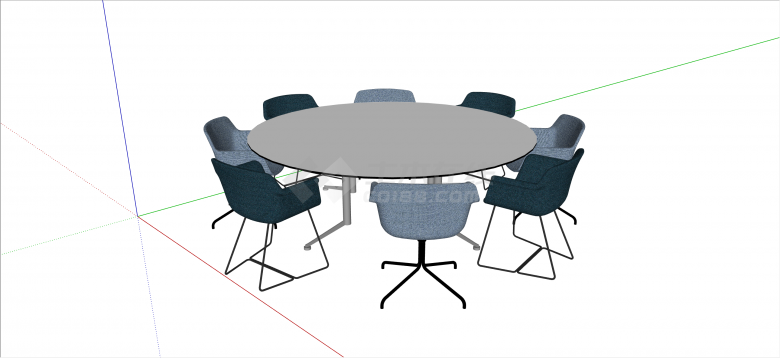 现代圆形八人办公桌会议桌su模型-图一