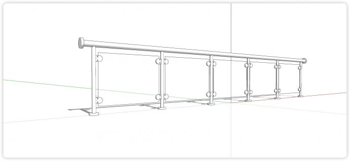 白色圆形管结构玻璃栏杆su模型_图1