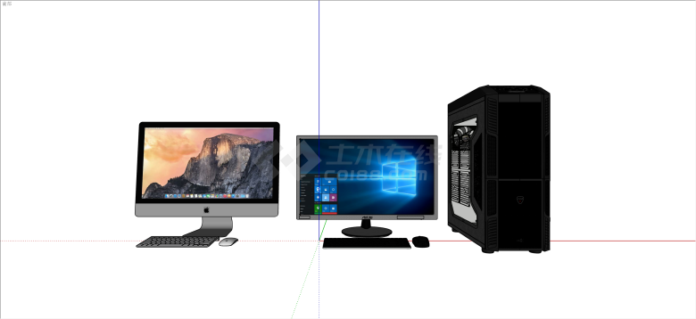 现代办公器材电脑主机屏幕su模型-图二