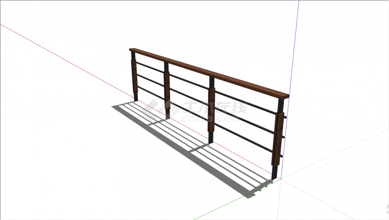 棕色木制铁栏杆设计su模型-图二
