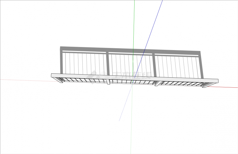 现代细竖条不锈钢栏杆su模型-图二