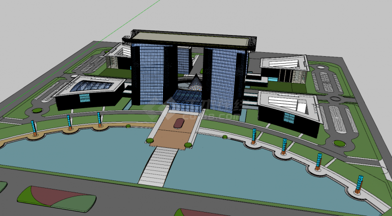 现代大气创意行政办公楼su模型-图一