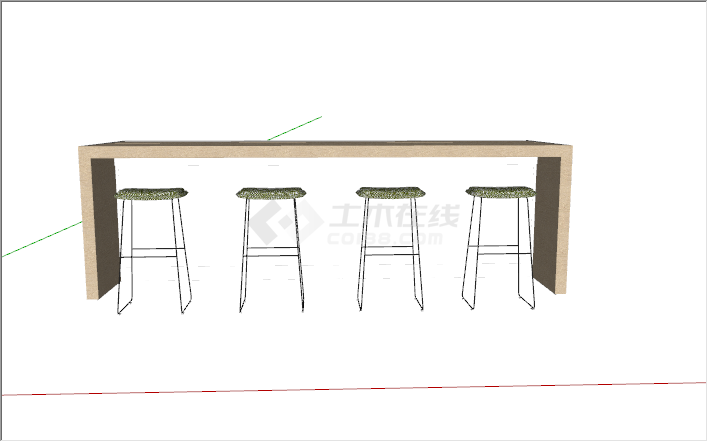 现代北欧木质长桌餐椅组合su模型-图二