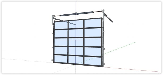 方管结构玻璃卷闸门su模型_图1