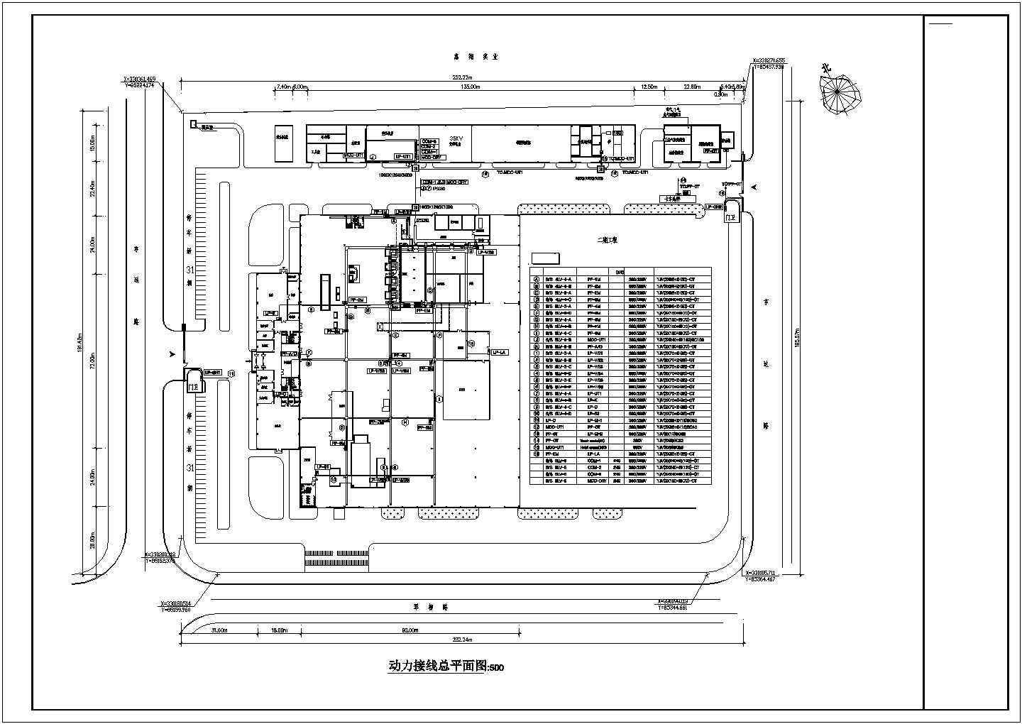 厂房动力接线与照明CAD平面设计图