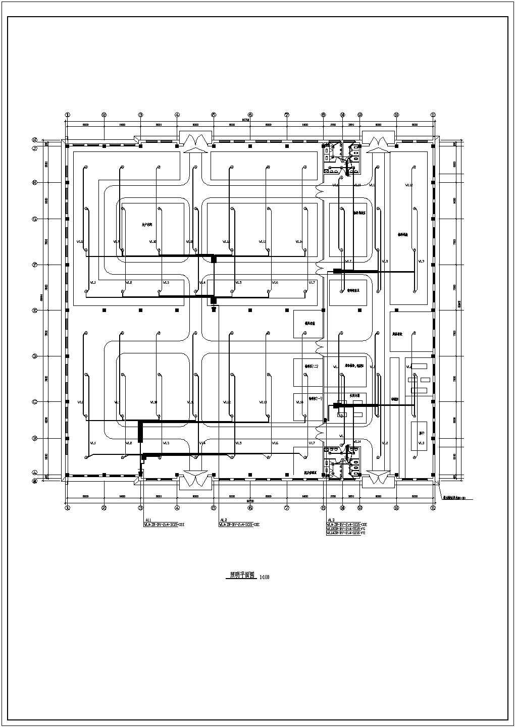 某城市厂房电气平面CAD设计图纸